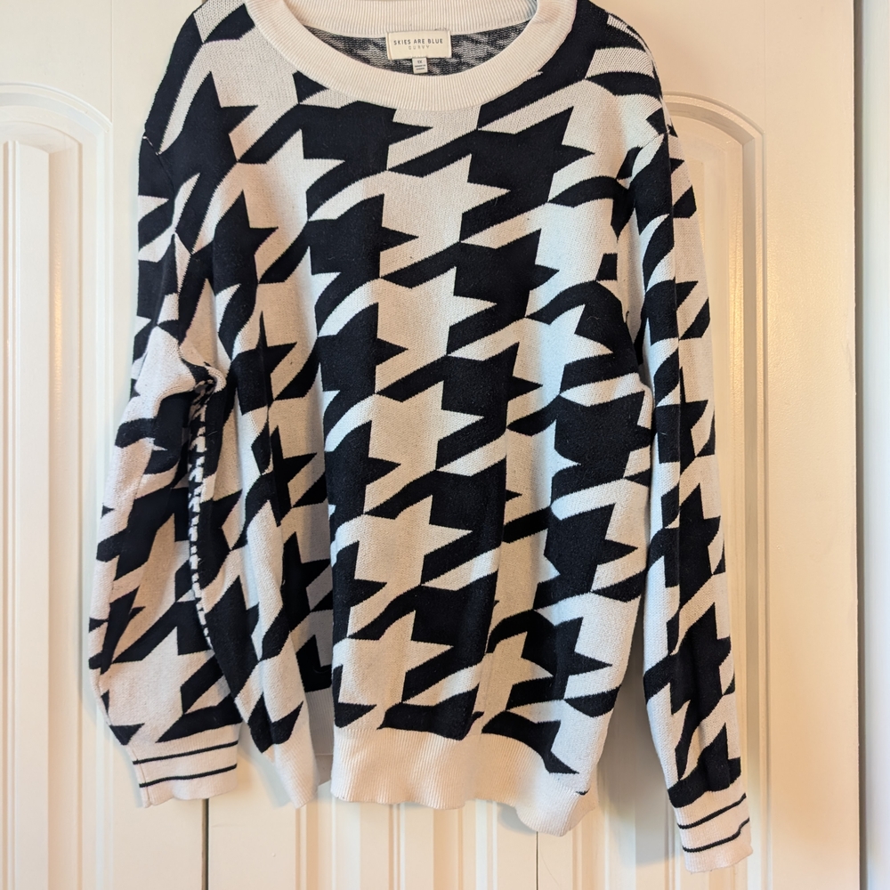Skies Are Blue Black and White Sweater